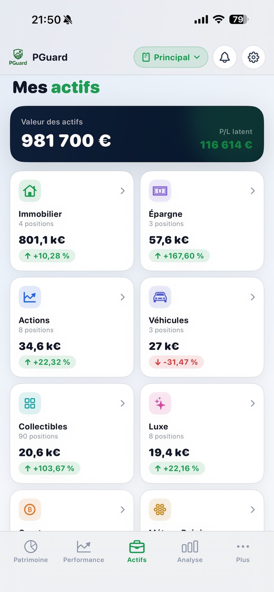 Classes d’actifs sur iOS PGuard
